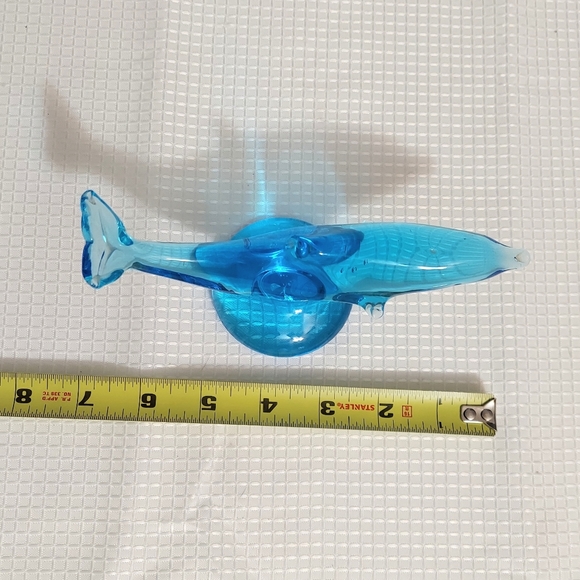 Ron Ray Signed 1996 Art Glass Dolphin Figurine Paperweight Blue - Picture 10 of 11